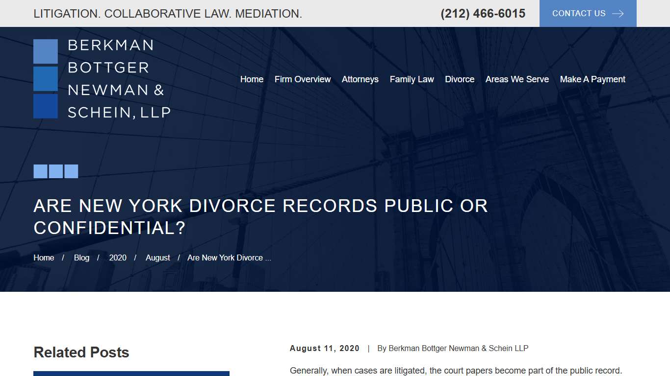 Are New York Divorce Records Public or Confidential? - Berkman Bottger Newman & Schein LLP