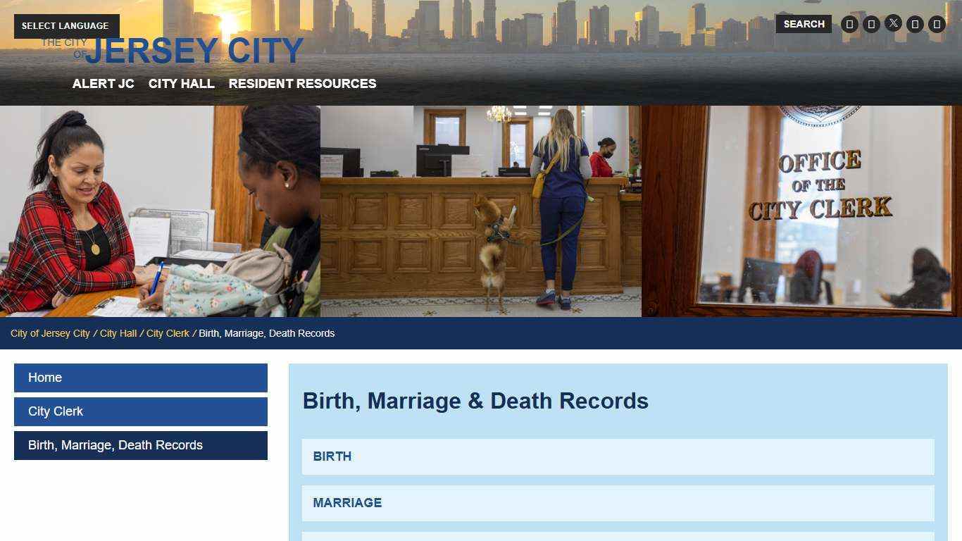 Birth, Marriage, Death Records - City of Jersey City