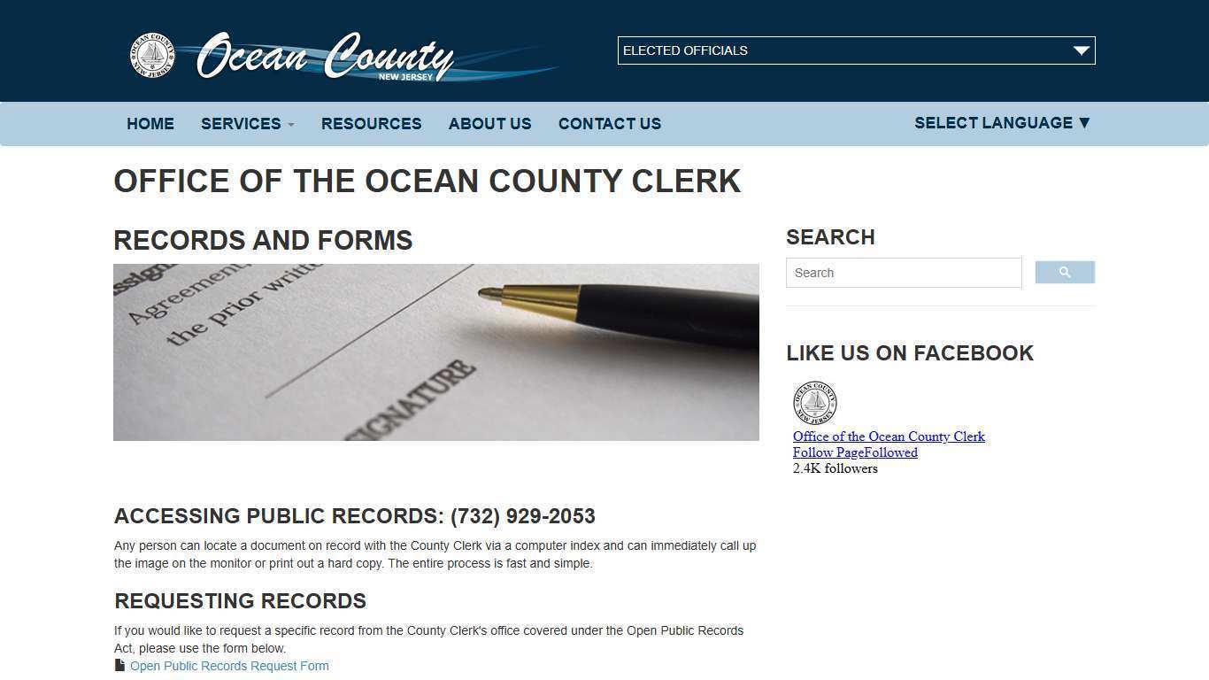 Records and Forms | Office of the Ocean County Clerk